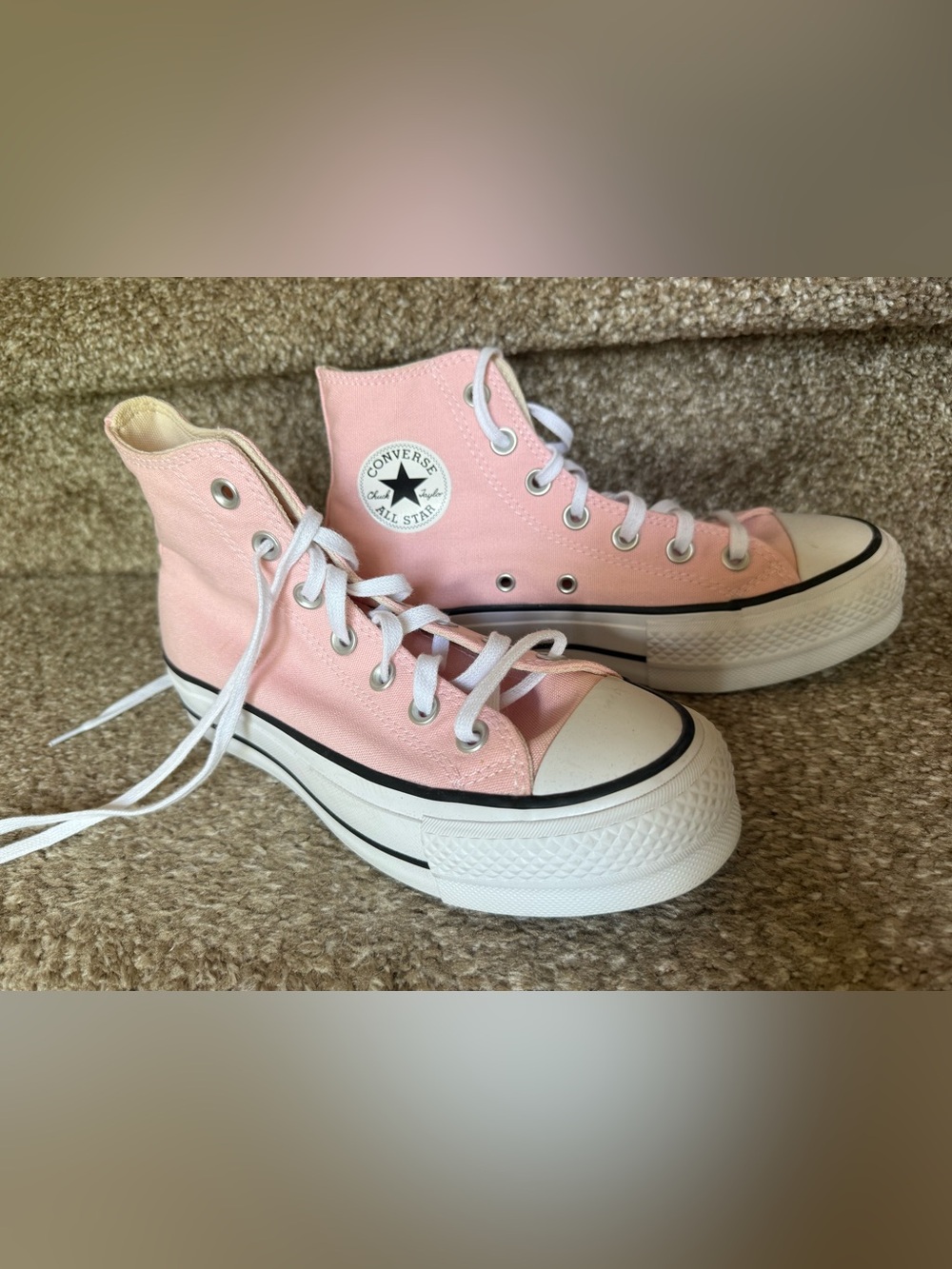 Converse Pink High-Top platform Canvas Sneakers - Picture 2 of 6